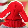 thumbnail image 3 of Gorro de punto cálido para bebé, gorro con capucha y cuello de oveja, gorros de cordero bonitos para niños pequeños, color rojo Rojo Verde MX-0128198FYD, 3 of 4