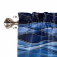 thumbnail image 5 of Tier Curtains 45 Inches Long, Navy Blue Ombre Window Treatment Curtain Drapes, Modern Moire Abstract Art Luxury Window Half Privacy Curtains for Bedroom Bathroom, 42"x45", 2 Panels, 5 of 7