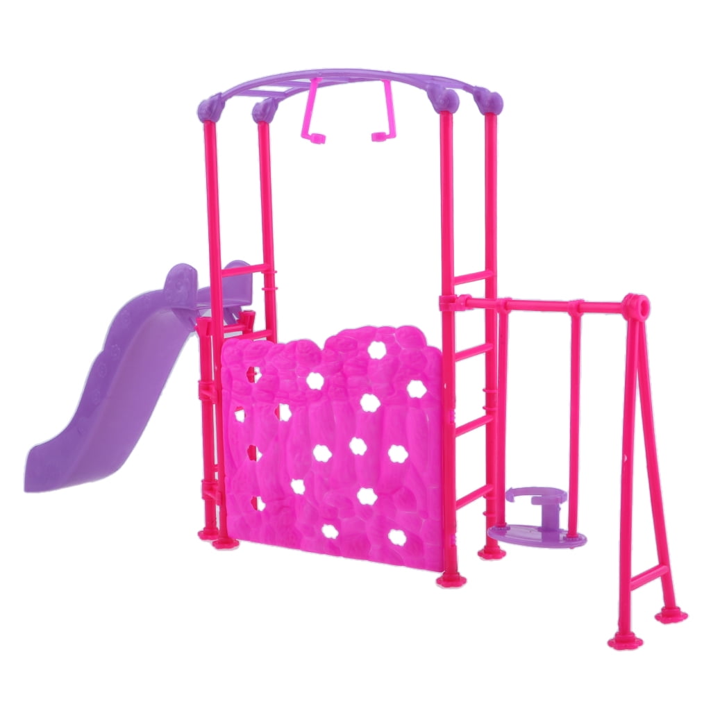 Set De Columpio Y Tobogán Para Casa De Muñecas – 2 Piezas De Plástico Resistente, Accesorios Realistas Para Juegos En Miniatura