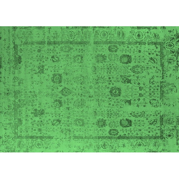 Ahgly Company Indoor Rectangle Oriental Emerald Green Industrial Area Rugs, 2' x 3'