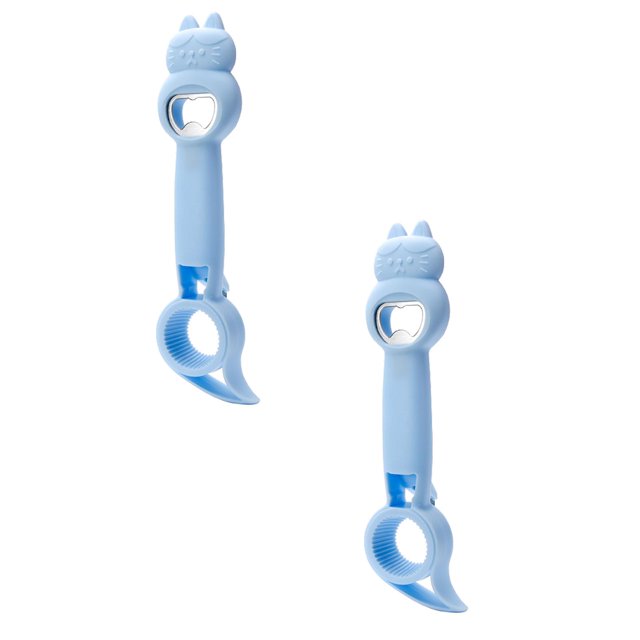 Oleegame 2PC Black Can Opener Creative Multi Purpose Beverage 4 In 1 Can Opener Lid Opener Kitchen Tool Blue