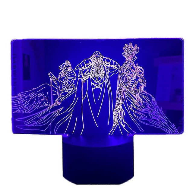 Luz de noche LED 3D Anime Overlord Ainz Ooal Gown/albedo/shalltear Bloodfallen para decoración de dormitorio Luz Manga Regalo de cumpleaños Luz de noche Overlord Led 3D L