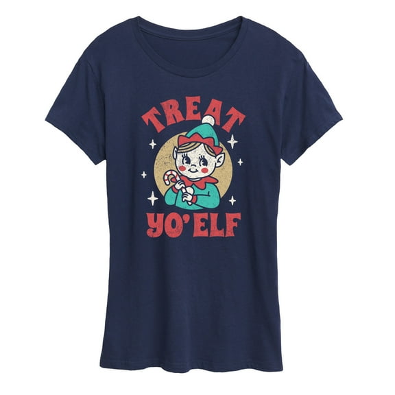 Instant Message - Treat Yo Elf Christmas - Women's Short Sleeve Graphic T-Shirt