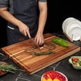 thumbnail image 2 of EuKer Large Acacia Cutting Board, 24" x 18" Solid Wood Butcher Block with Side Handles for Kitchen, 2 of 9