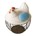 thumbnail image 3 of Cesta de huevo de pollo huevo contenedor titular de alambre de hierro portátil huevo de pollo titular encimera de recogida de huevos cesta para , Cuadrícula azul y negra, 3 of 8