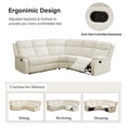 thumbnail image 3 of Flannel Recliner Sectional Sofa,Manual Reclining Sectional Couch,Off-White Living Room Furniture Set,5 Seats Recliner Couch for Home Office Apartment Bedroom, 3 of 6