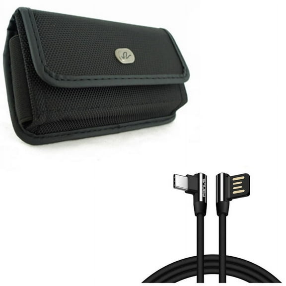 Holster Rugged Case Belt Clip w Charger Cord 10ft Type-C Angle USB Cable Y7R for Samsung Galaxy S10e - Sony Xperia XA1
