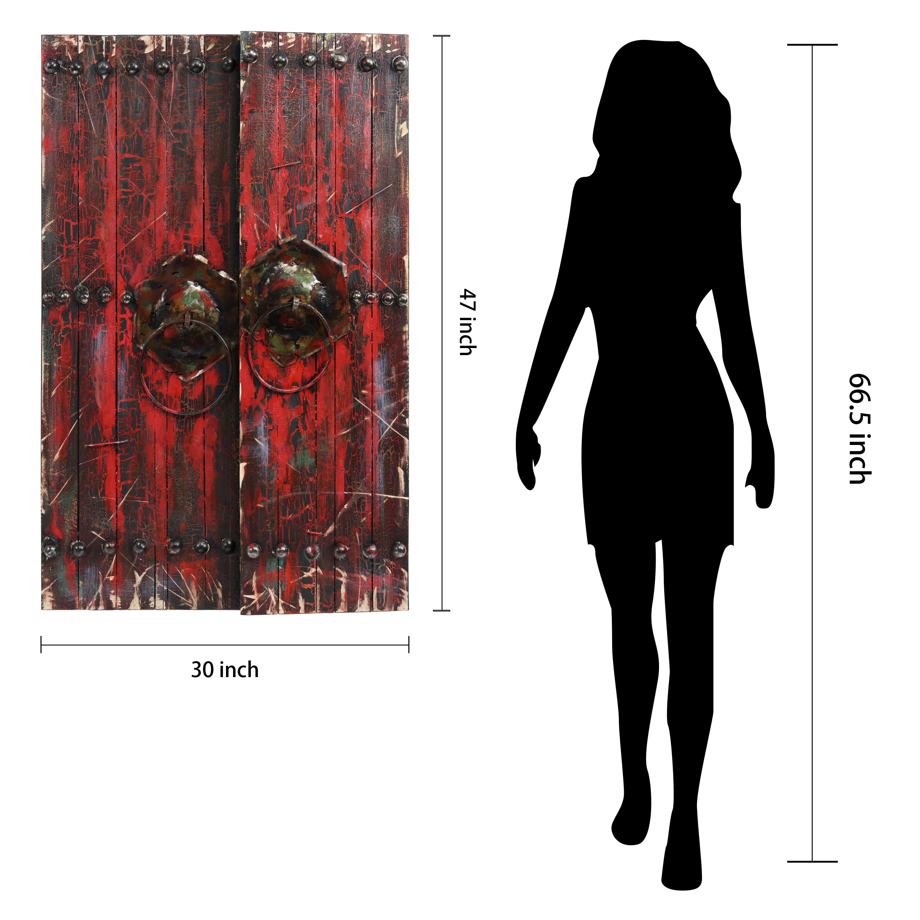 Empire Art Direct PMO-130322-4730 Primo Mixed Media Hand Painted Iron Wall Sculpture - Antique Wooden Doors 1