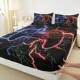 thumbnail image 3 of Homewish Modern Game Console Bed Sheets for Boys, Blue Red Lightning King Sheets, Video Gaming Lover Sheet Set, Microfiber Bedroom Decor, 4-Piece, 3 of 7