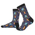 thumbnail image 2 of Xecao Cartoon Dinosaur Print Crew Socks for Men and Women, Men's Soft Moisture-wicking Sock, 2 of 7