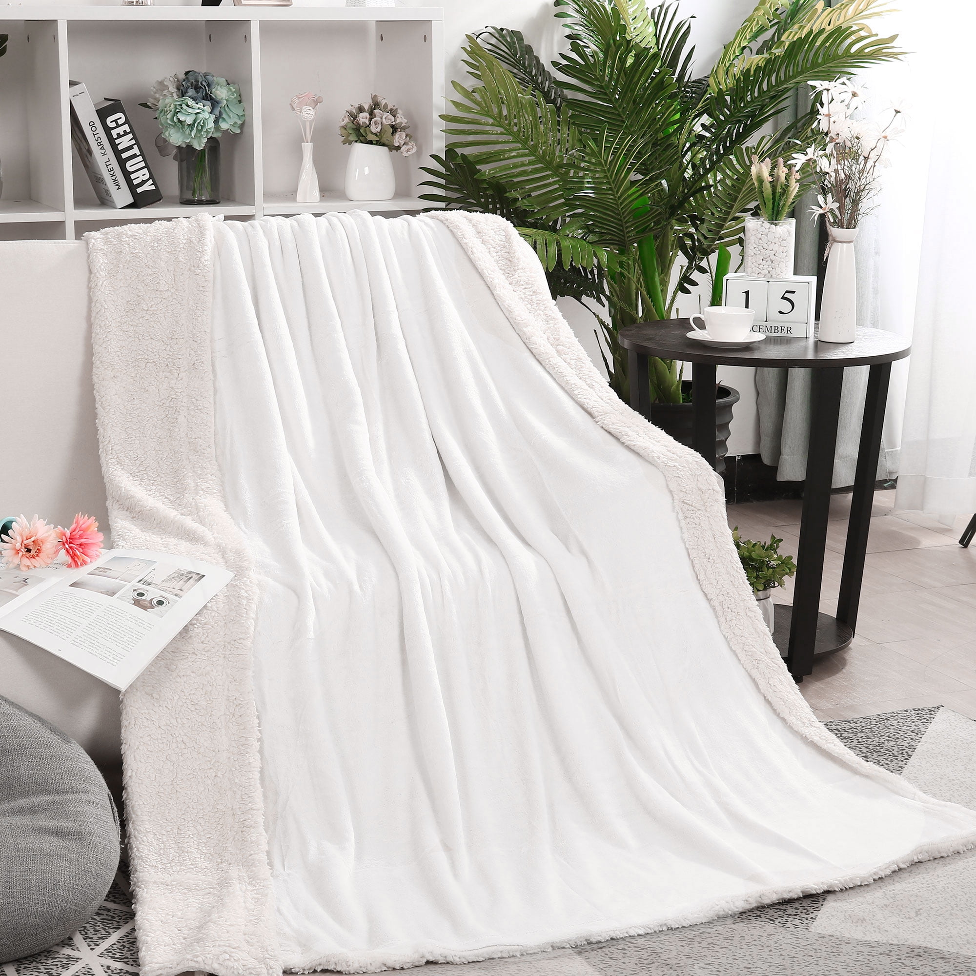 PiccoCasa Flannel Fleece Soft Plush Polyester Bed Blanket Twin 59"x78