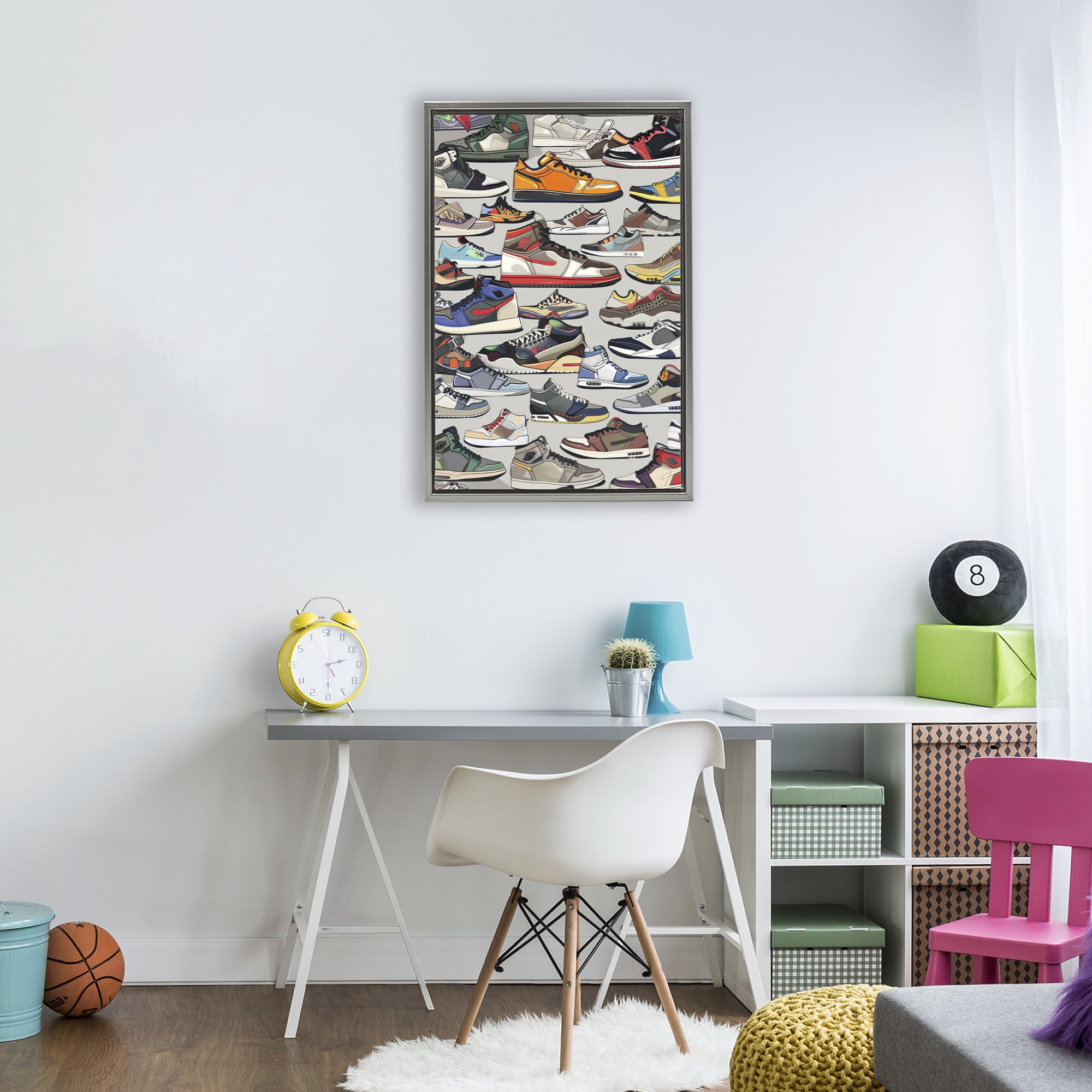 Stupell Industries Shoe Time Urban Styles Gray Framed Floater Canvas Wall Art, design by Ray Powers