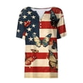 thumbnail image 4 of Goodtrade8 Women's American T Shirts July 4th Short Sleeve Pullover Summer Red White and Blue , Red White and Blue Casual Graphic Fashion Tops for Women V-Neck, 4 of 9