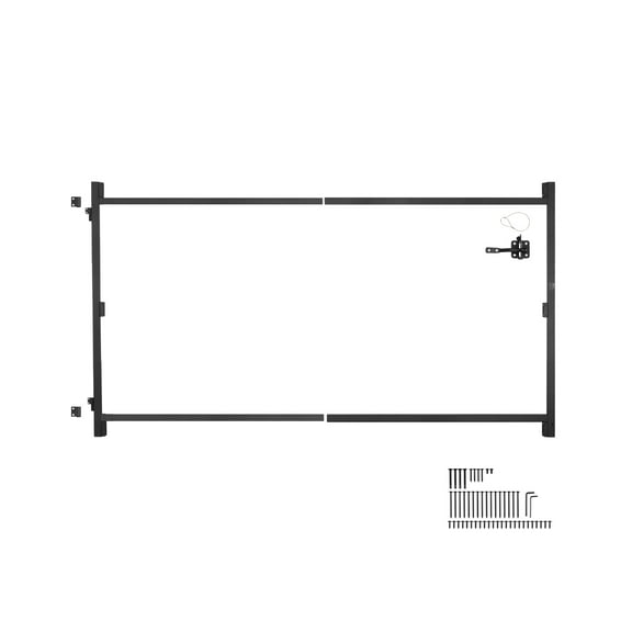 VEVOR Gate Building Kit, Fits 60 to 96 in Wide Openings, Up from 4 to 5 ft High Fence, Adjustable Gate Building Kit, Anti Sag Full Gate Frame Kit with Latch Lock and Screws, for Wooden Fence, Iron
