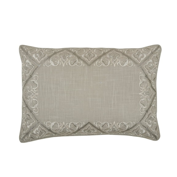 Rhea Floral Solid Gray Cotton Decor Throw Pillow, 14" x 22"