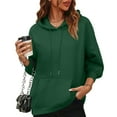 thumbnail image 5 of Oversized Hoodie Women Plain Fleece Hooded Sweatshirt with Pockets Casual Long Sleeve Pullover Sweat Shirts Y2k Tops Green 2XL, 5 of 6