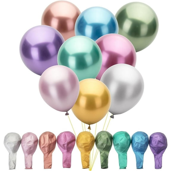 Mr. Pen- Metallic Balloons, 12 Inch, 54 Pack, 9 Colors, Balloons for Birthday Party, Birthday Balloons Assorted Colors, Balloon Arch Balloons, Kids' Party Balloons, Rainbow Balloon, Confetti Balloons