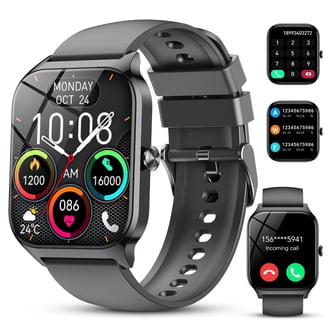 Mens Womens Smart Watch for Android and iPhone, Fitness Trackers  with 110+ Sports Modes, Bluetooth Answer/Make Calls, IP68 Waterproof, Black