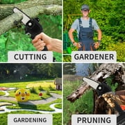 Mini Chainsaw, 4-Inch Electric Chainsaw Handheld Mini Pruning Shears Chainsaw for Tree Trimming Wood Cutting(2 Battery2 Chain)