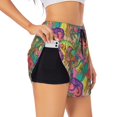 thumbnail image 2 of Haiem Colorful Dinosaur Women's 2 in 1 Running Shorts - Lightweight Athletic Workout Gym Yoga Breathable Sports Shorts Liner with Phone Pockets-Small, 2 of 9