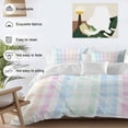 thumbnail image 3 of 3 Piece Blue Pink Plaid Duvet Cover Set Queen Size,Microfiber Comforter/Quilt Cover with Corner Ties and 2 Pillowcases,Pastel Green White Buffalo Patchwork All Season Soft Bedding with Zipper Closure, 3 of 8