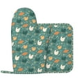 thumbnail image 2 of Honeii Flowe Rooster patten Oven Mitts and Pot Holders Sets, Baker Oven Mitts, Mittens for Kitchen Decor, Baking Lover over Gloves Gifts, 2 of 7