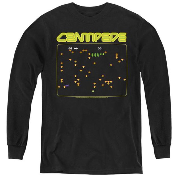Atari & Centipede T-Shirt à Manches Longues pour Jeunes, Noir - Extra Large