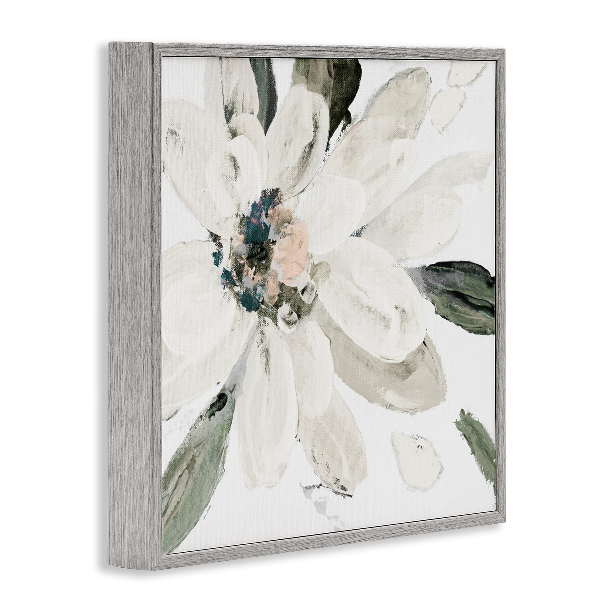 Stupell Industries Naturally Blooming White Flower Gray Framed Giclee Art, design by Lanie Loreth