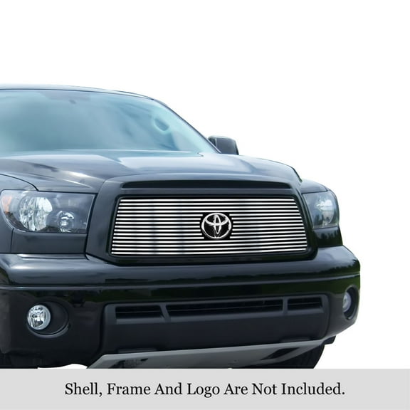 2010-2013 Toyota Tundra 1 Pc With Logo Show 304 Stainless Steel Polished Finish 8X6 Horizontal Billet Stainless Steel Billet Grille
