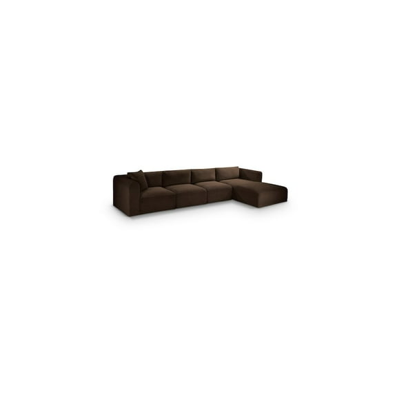 Meridian Furniture 4-Piece Brown Corduroy Performance Fabric Modular Sectional