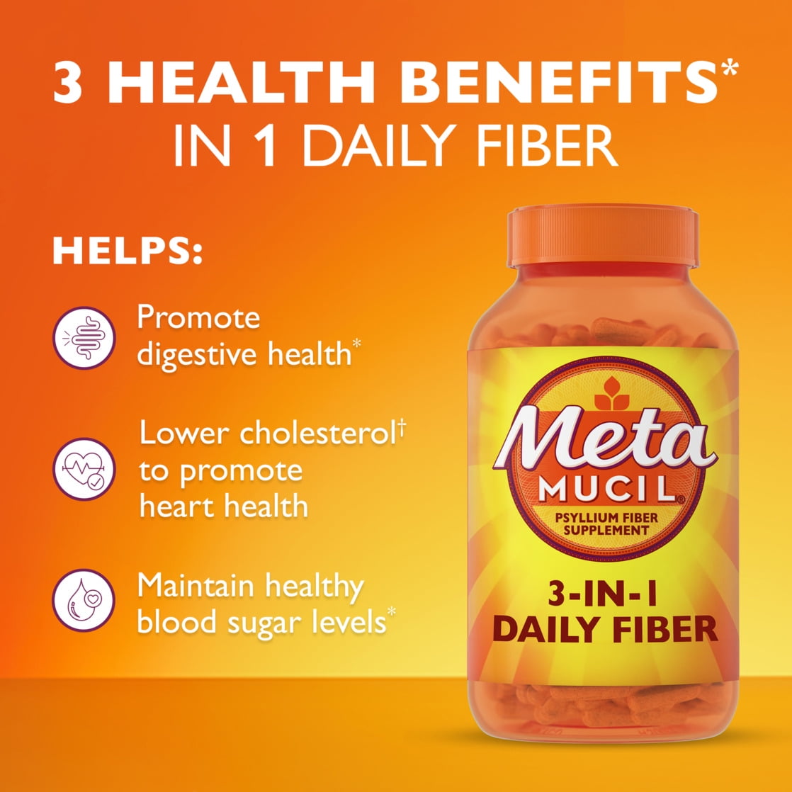 ぱぱっとミネラル 3箱 Metamucil Fiber Supplement, 3-in-1 Fiber, Psyllium Husk