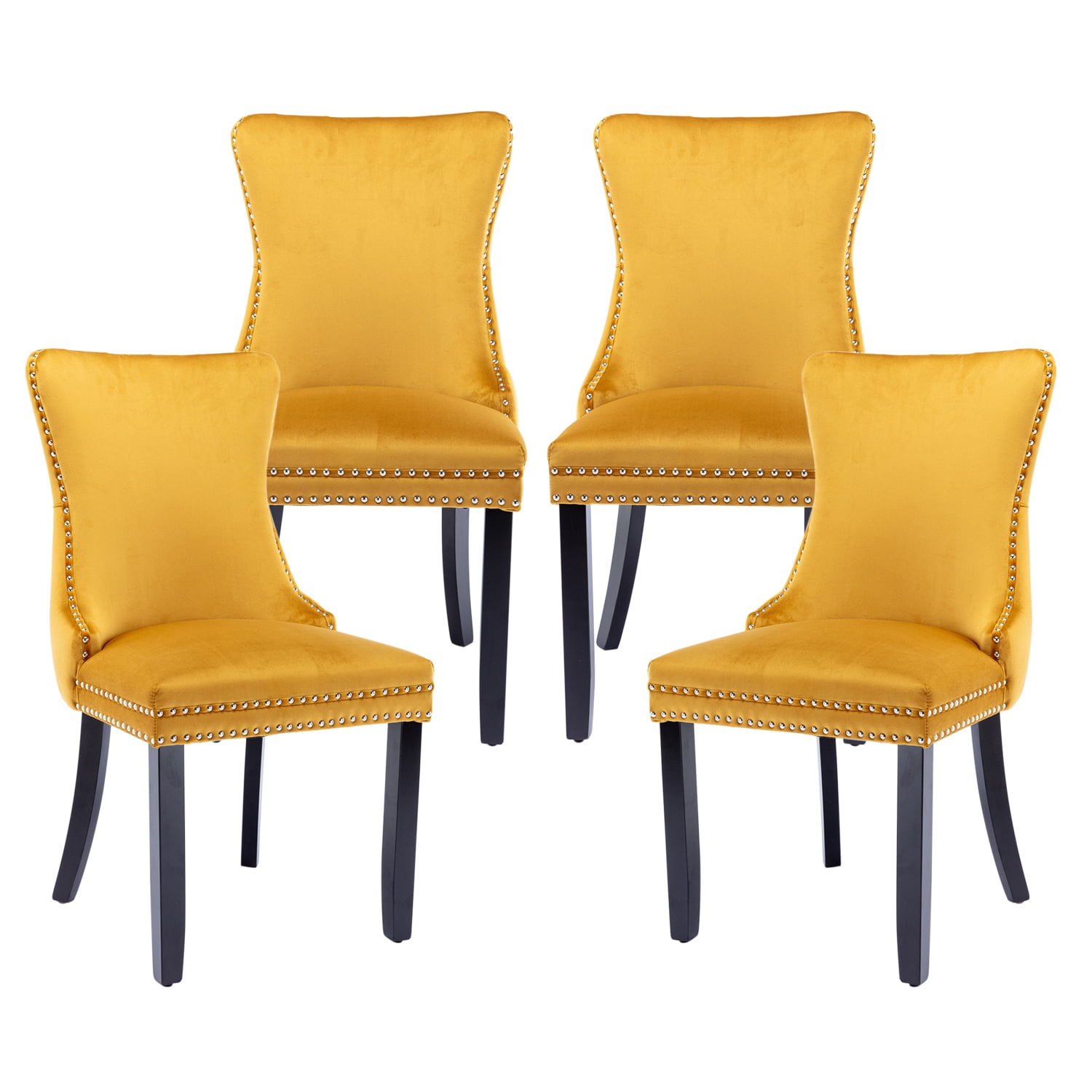 Tzicr set of 4 Velvet Dining Chairs, Upholstered Wingback Dining