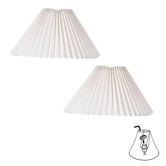 FSLiving White Pleated Mushroom Designed Fabric Lamp Shade Replacement, Slip UNO Fitter Art Cover, DIY Torchiere Shade Decorative for Ceiling Pendant Light Table Lamp Swag Lamp Wall Sconce 2-Packs