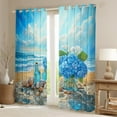 thumbnail image 2 of Erosebridal Blue Ocean Curtains Pack of 2 (42x63), Beach Seashell 30%-50% Blackout Curtains for Bedroom, Flower 30%-50% Black Out Curtains, Window Curtains Bedroom Decor, 2 of 6