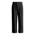 thumbnail image 6 of Njagoc3 Pants for Women | High Waist Drawstring Wide Leg Trousers with Ribbed Detail | Relaxed Loose Fit for Fall Casual Daily Wear & Relaxed Activities，Black，XL, 6 of 6