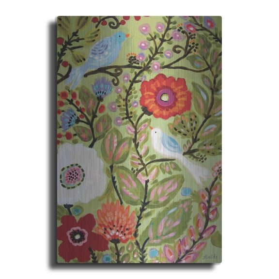 Luxe Metal Art 'Peace Garden' by Karen Fields, Metal Wall Art, 12"x16"