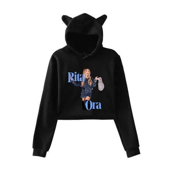 Rita Ora Cat ear hoodie fashion trend women's short hoodie sportswear