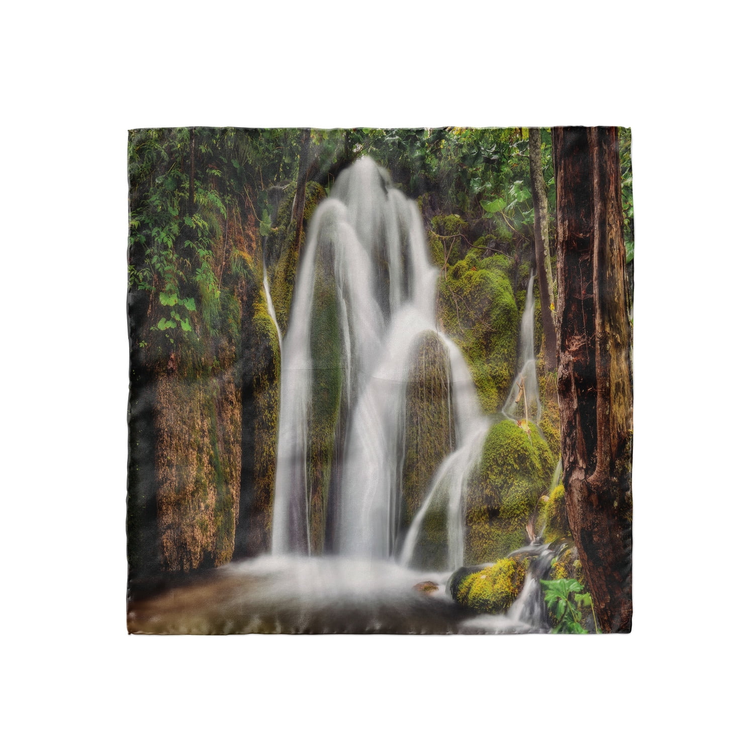 Waterfall Head Scarf, Waterfall Forest Cascade, Head Wrap, 3 Sizes, by Ambesonne