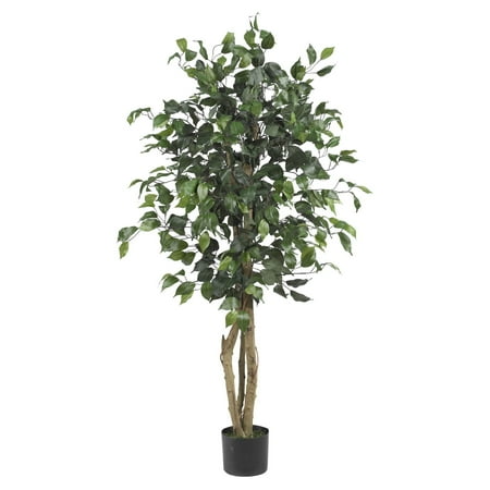 4' Silk Tree - Nearly Natural 4 Ft. Artificial Ficus Silk Tree, Green