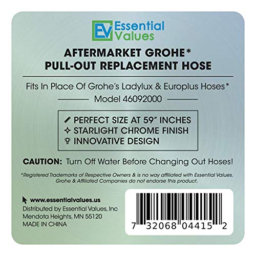 Essential Values Pull Out Replacement Hose 46092000 (59? Inches),  Compatible Replacement for Grohe Kitchen Faucets | Fits Ladylux, Euro Plus  & More ...