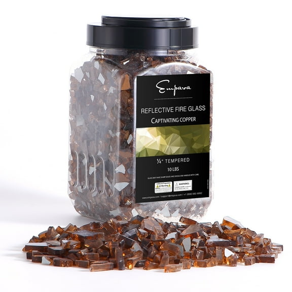 Empava 10 lbs. 1/4-in Captivating Copper Reflective Tempered Fire Glass for Gas Fire Pit