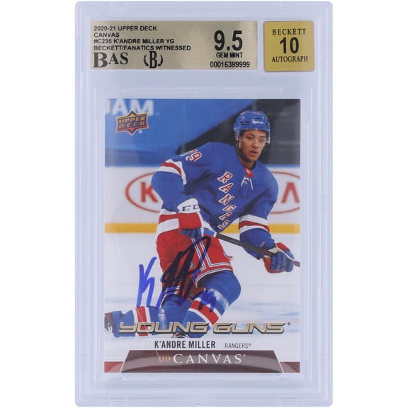 K'Andre Miller New York Rangers Autographed 2020-21 Upper Deck Series 2 Young Guns Canvas #C235 Beckett Fanatics Witnessed Authenticated 9.5/10 Rookie Card - Fanatics Authentic Certified