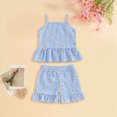 thumbnail image 2 of Toddler Girl Clothes Sets Cute Flower Embroidery T-Shirt & Drawstring Shorts 2-Piece Outfit Sister Matching Outfit 6-12 Months, 2 of 5