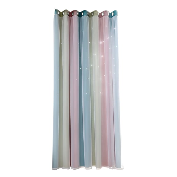 AUQ 2026 New Star Curtains Curtains for Kids Girls Bedroom Living Room Colorful Double Layer Star Window Curtains for Nursery, Playroom, Study, Bedroom 1 Panel