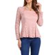 thumbnail image 1 of Blusas de encaje para mujeres, con cuello cuadrado, de manga larga, elásticas, elegantes y casuales, estilo peplum, talla XL, color rosa, 1 of 6