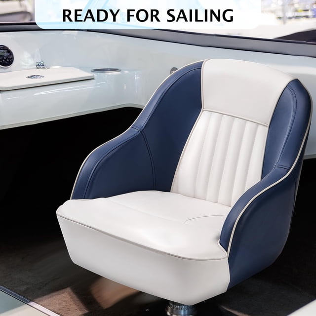 GloryStar Pontoon Boat Seat Boat Captain Chair, Ergonomic Captains Bucket Seat, Compression Foam Padding, Injection Molded Plastic Frame Boat Captains Chairs for Standard Mounting Bolt