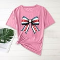 thumbnail image 2 of Feancey USA Flag Shirt Women Novelty Bow Print Tshirts Teen Girls Patriotic Graphic Tees Summer Short Sleeve Round Neck Cute Tops Pink XL, 2 of 5