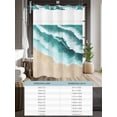 thumbnail image 6 of No Hook Cloth Fabric Shower Curtain with Snap in Liner, Teal Waves Coastal Waterproof Shower Curtains Set with See Through Top Window, Summer Beach Nautical Ocean Sea Bath Curtains Shower 36"x78", 6 of 6