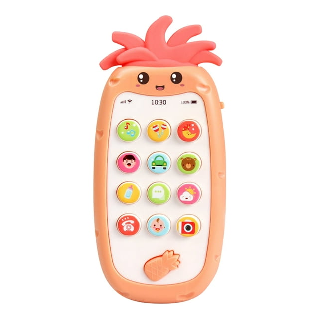TFixol Interactive Silicone Baby Teether Phone - Orange, Yellow, or Green - Safe Chewable Educational Toy for Infants 6+ Months (Battery Not Included)
