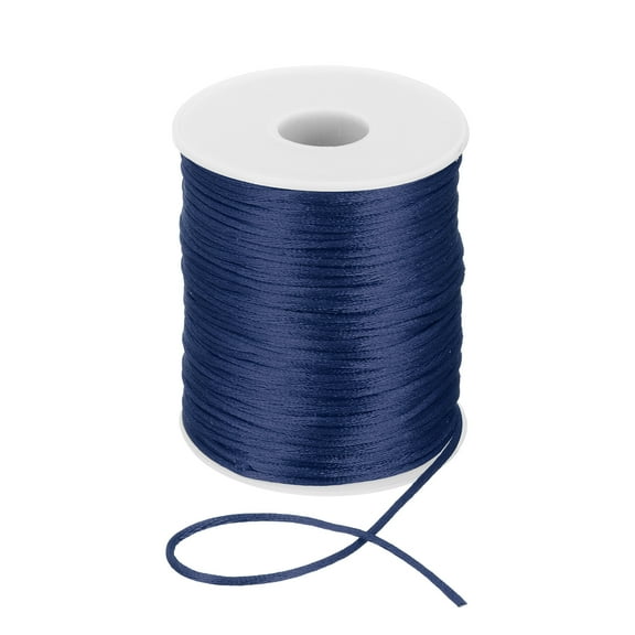 Uxcell 2mm x 110 Yard Nylon String Cord Beading Satin String for Jewelry Making Navy Blue